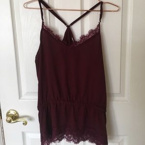 Burgundy chiffon tank